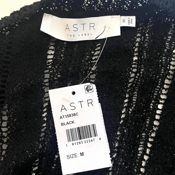 NWT ASTR The Label Women's Black Wrap Front Pointelle Sweater Size M - Picture 8 of 10